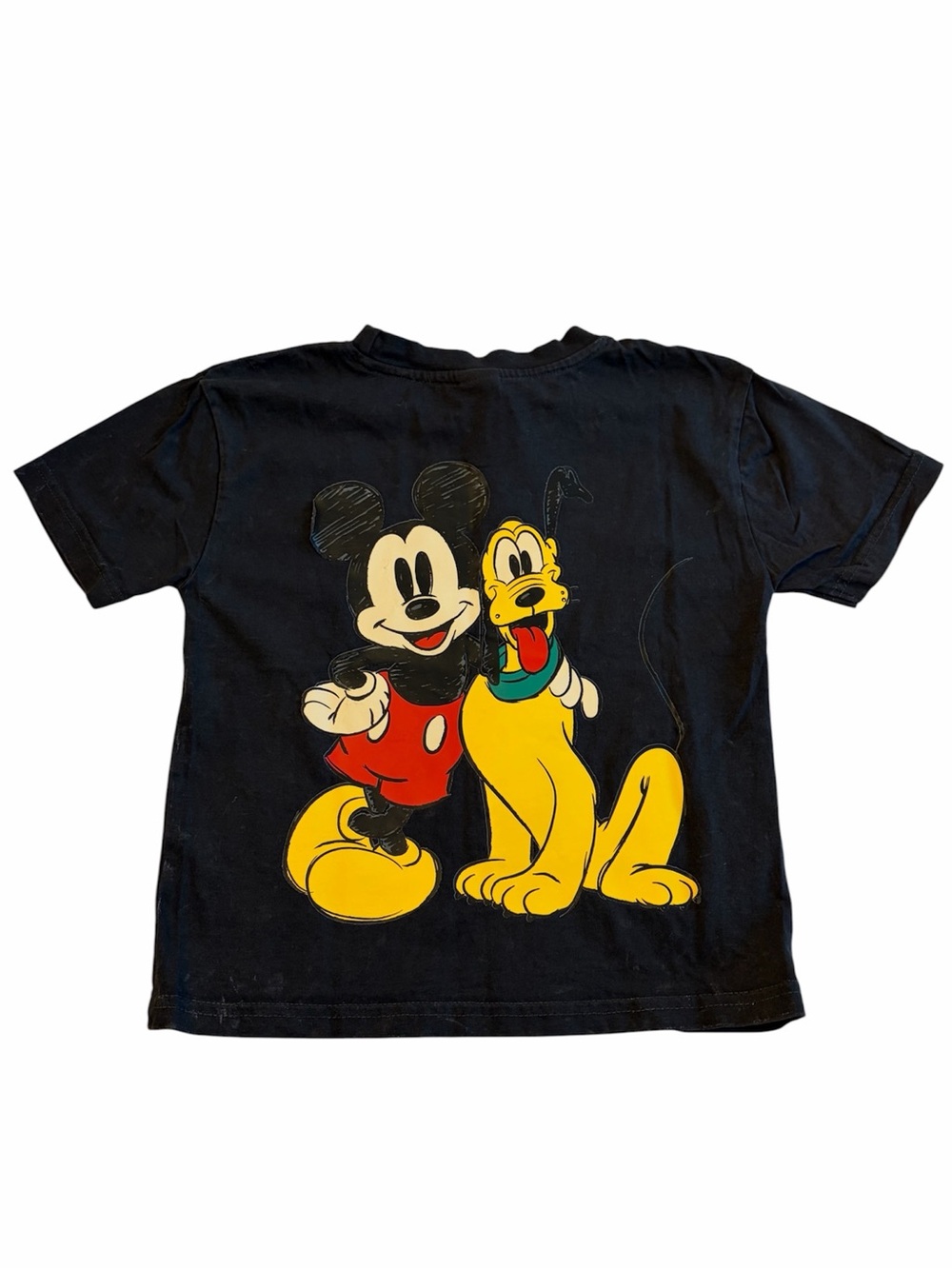 Disney Kids Black Wash 100% Cotton Mickey Mouse and Pluto Graphic T-shirt Boys 6 - Picture 3 of 13